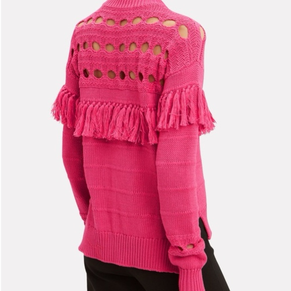Jonathan Simkhai Chunky Tassel Sweater in Hot Pink - Picture 8 of 10